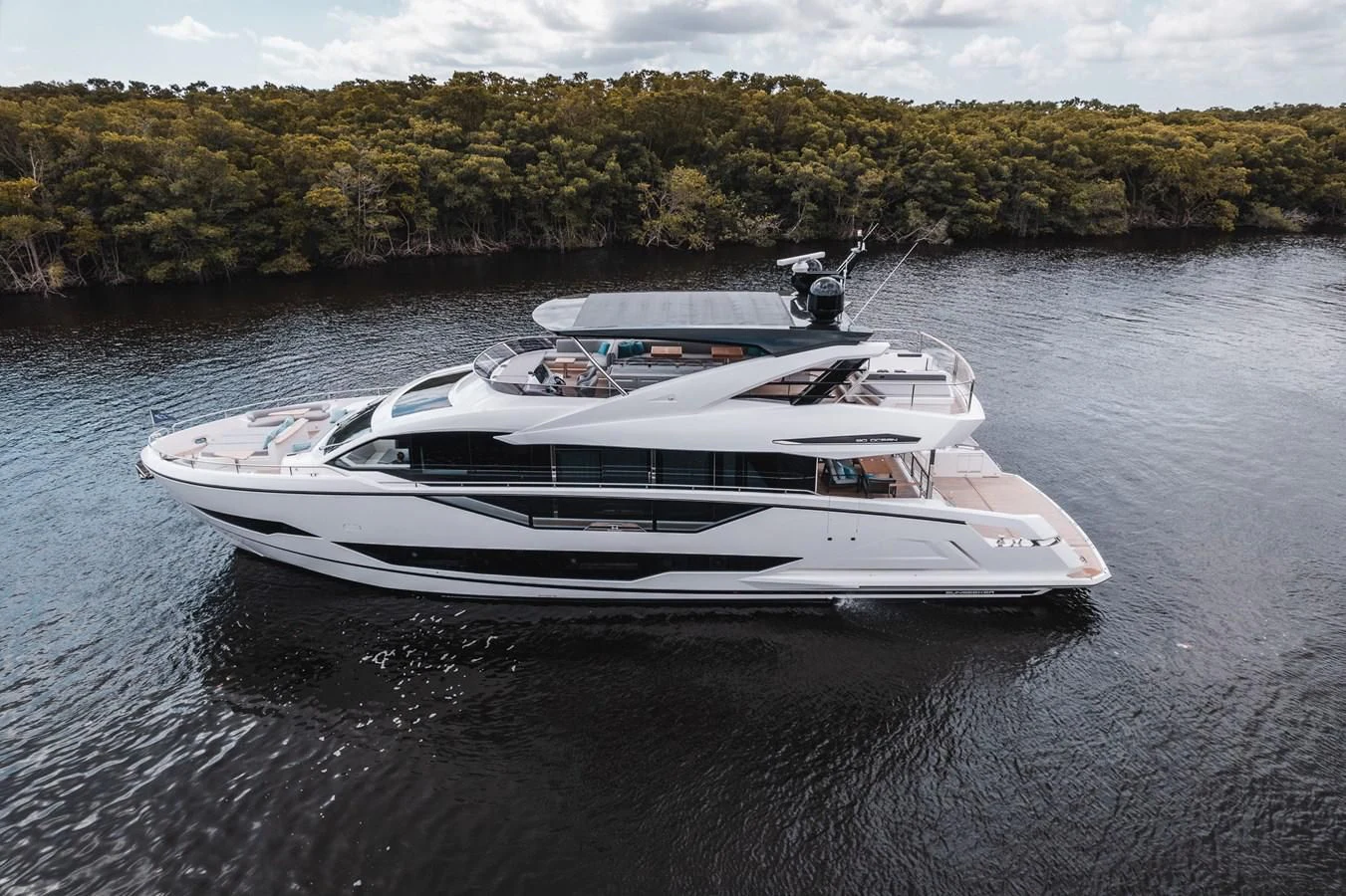a white yacht in the water aboard 90 OCEAN Yacht for Sale