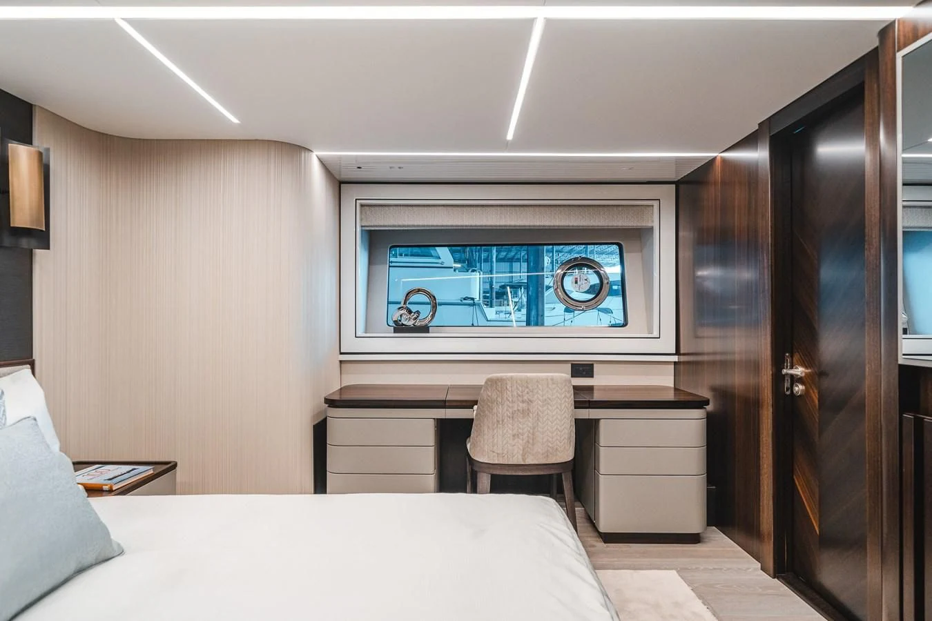 a room with a bed and a tv aboard 90 OCEAN Yacht for Sale