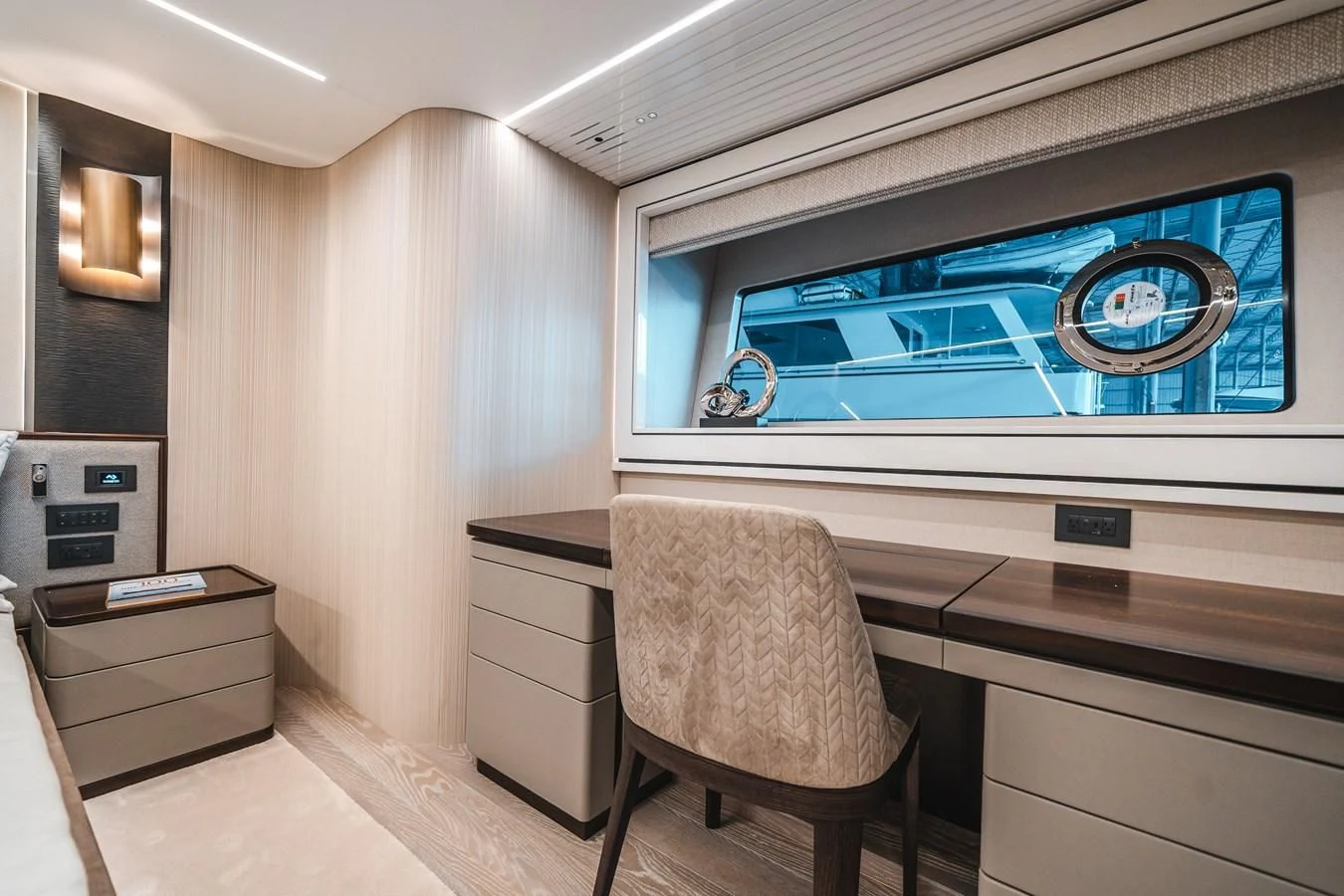 a room with a desk and a chair aboard 90 OCEAN Yacht for Sale