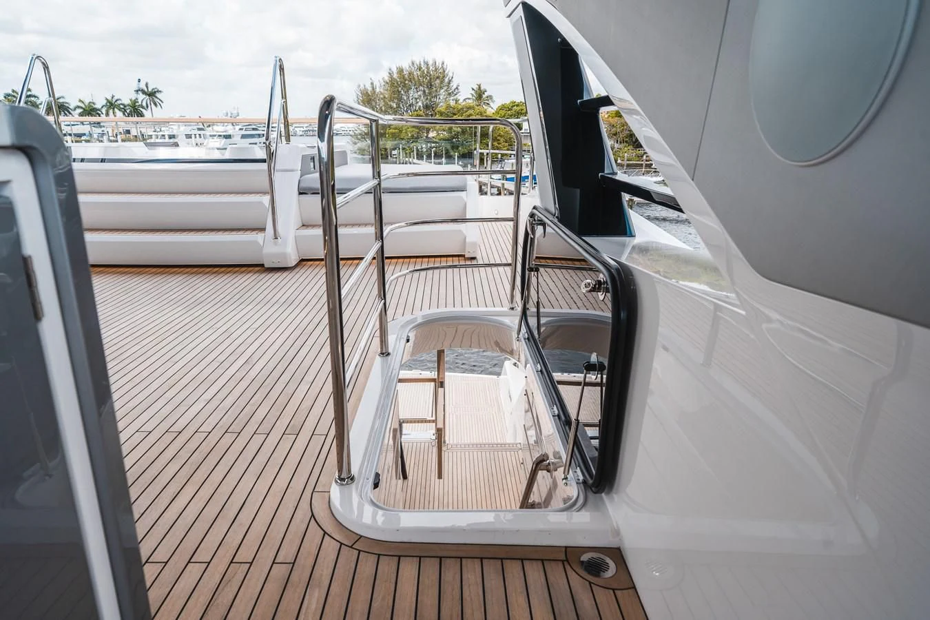 a boat on a deck aboard 90 OCEAN Yacht for Sale
