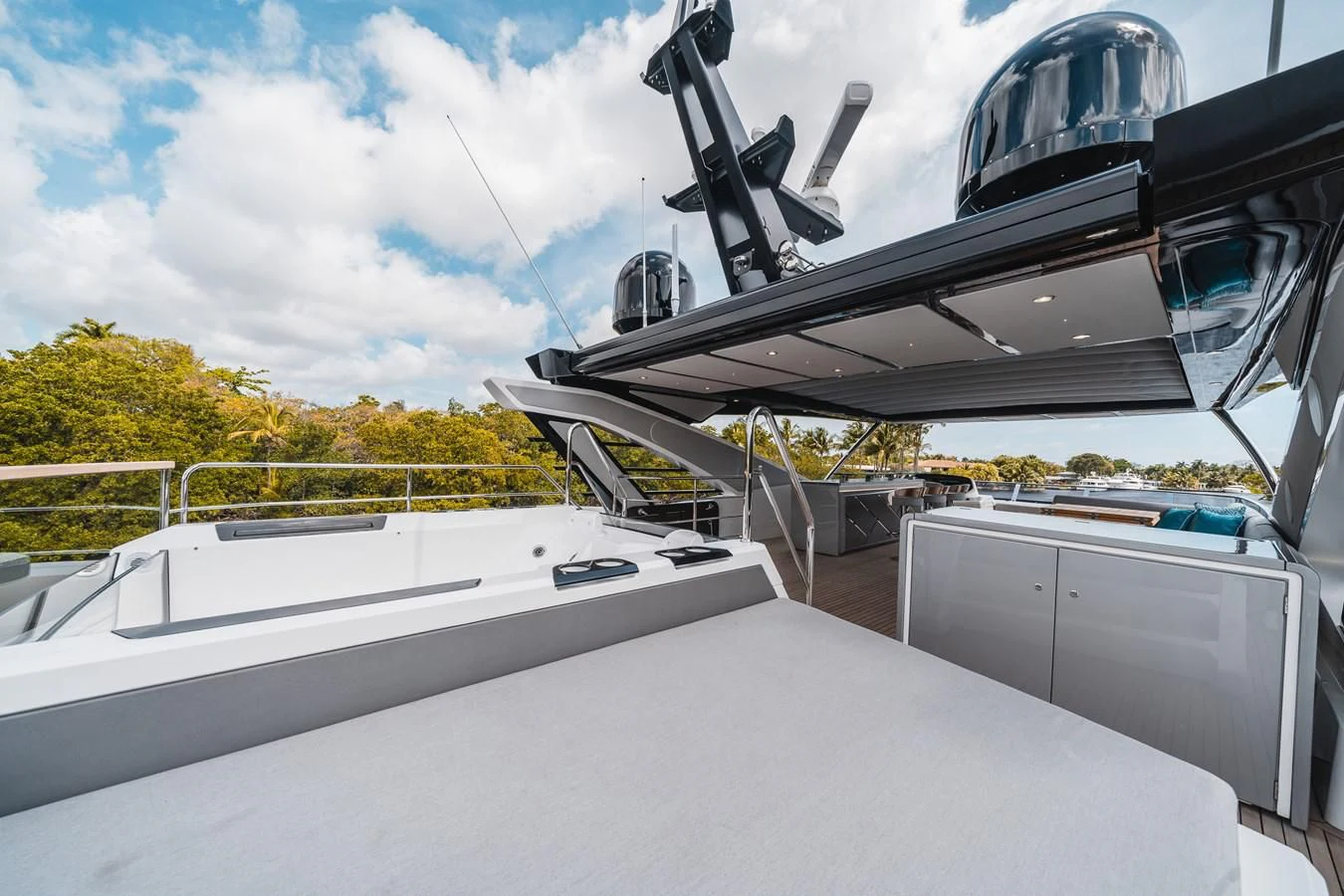 a large satellite dish on a roof aboard 90 OCEAN Yacht for Sale