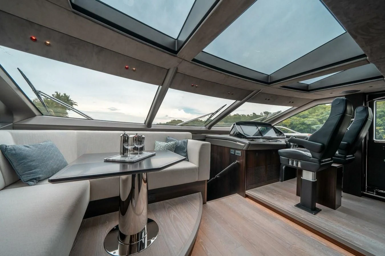 inside of a car aboard 90 OCEAN Yacht for Sale