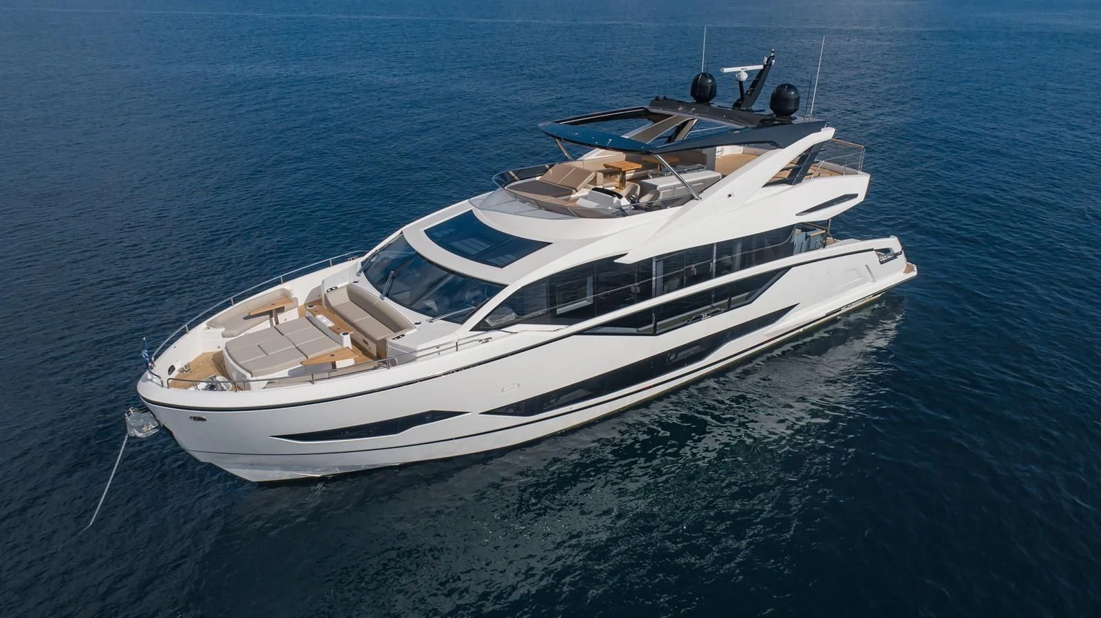 a white yacht on the water aboard 90 OCEAN Yacht for Sale