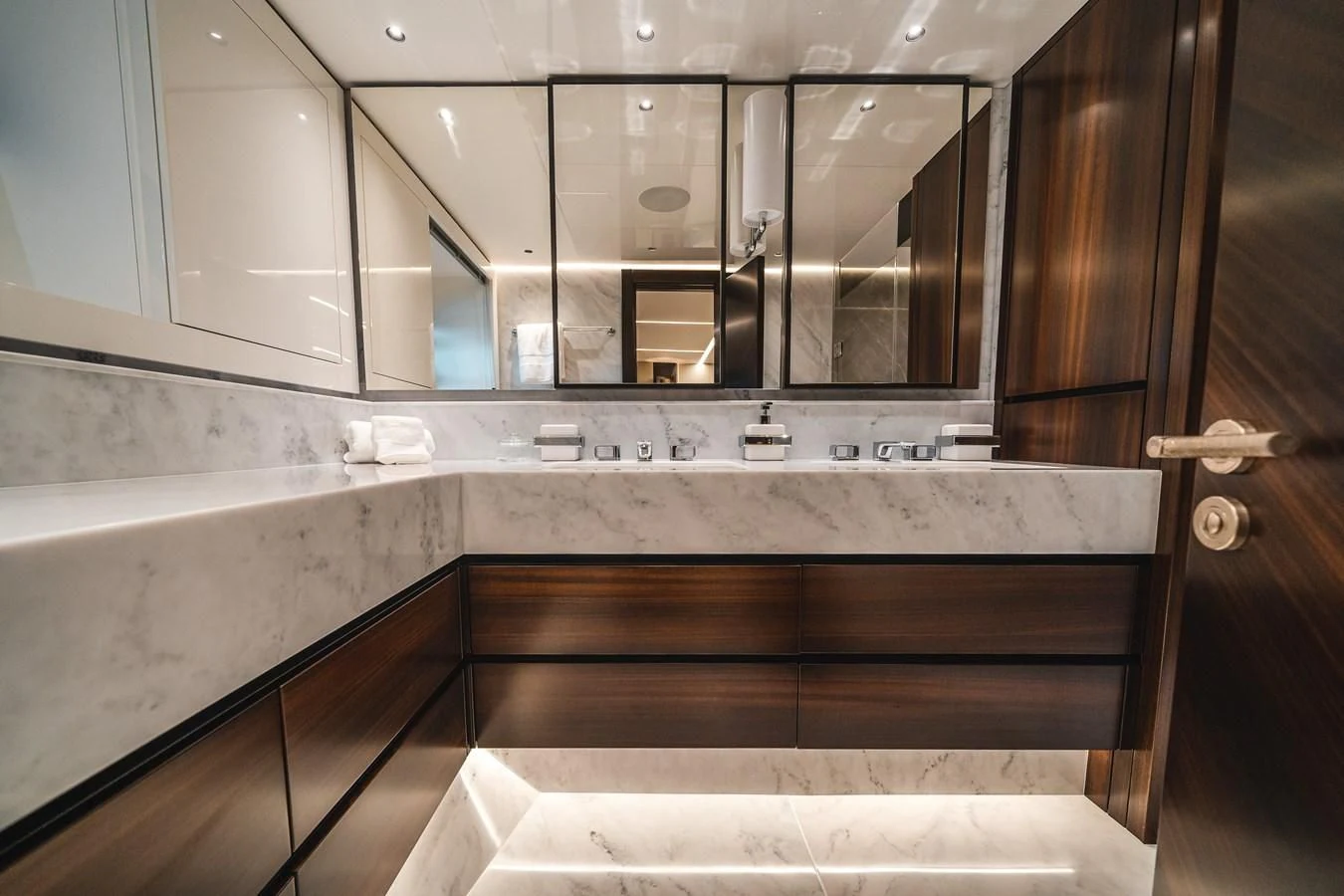 a kitchen with a large counter aboard 90 OCEAN Yacht for Sale