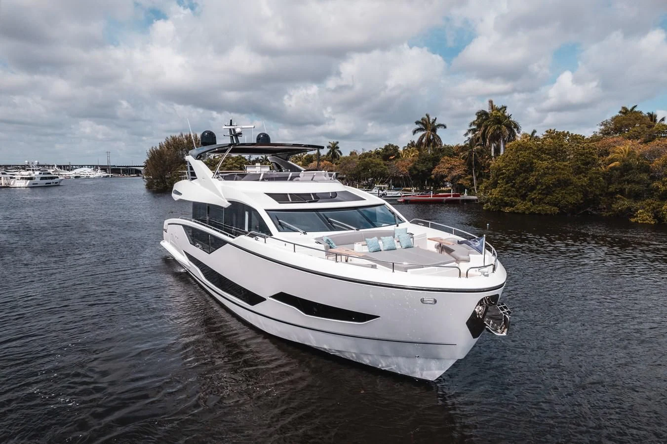 a white boat in the water aboard 90 OCEAN Yacht for Sale