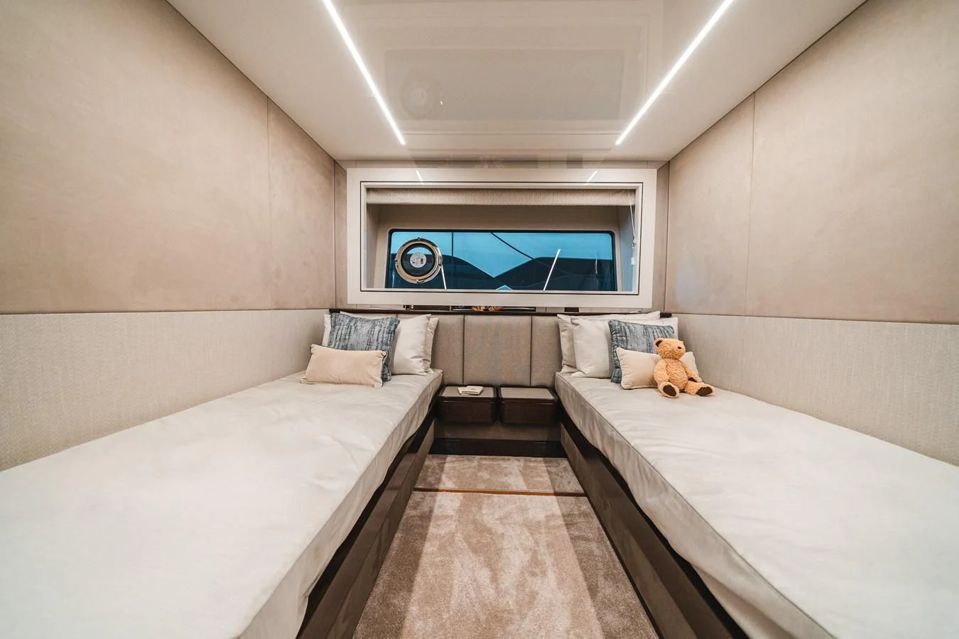 a room with two beds aboard 90 OCEAN Yacht for Sale