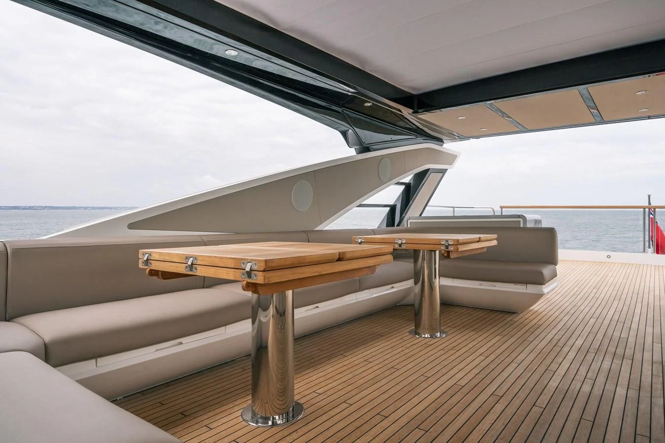 a wooden bench on a deck aboard 90 OCEAN Yacht for Sale