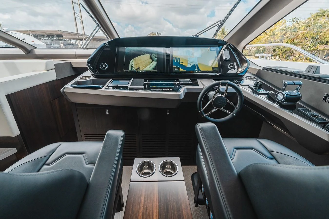 inside of a car aboard 90 OCEAN Yacht for Sale