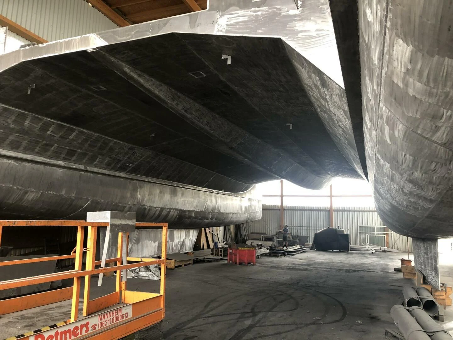 a large metal structure with a ladder aboard CUSTOM 107 CATAMARAN Yacht for Sale