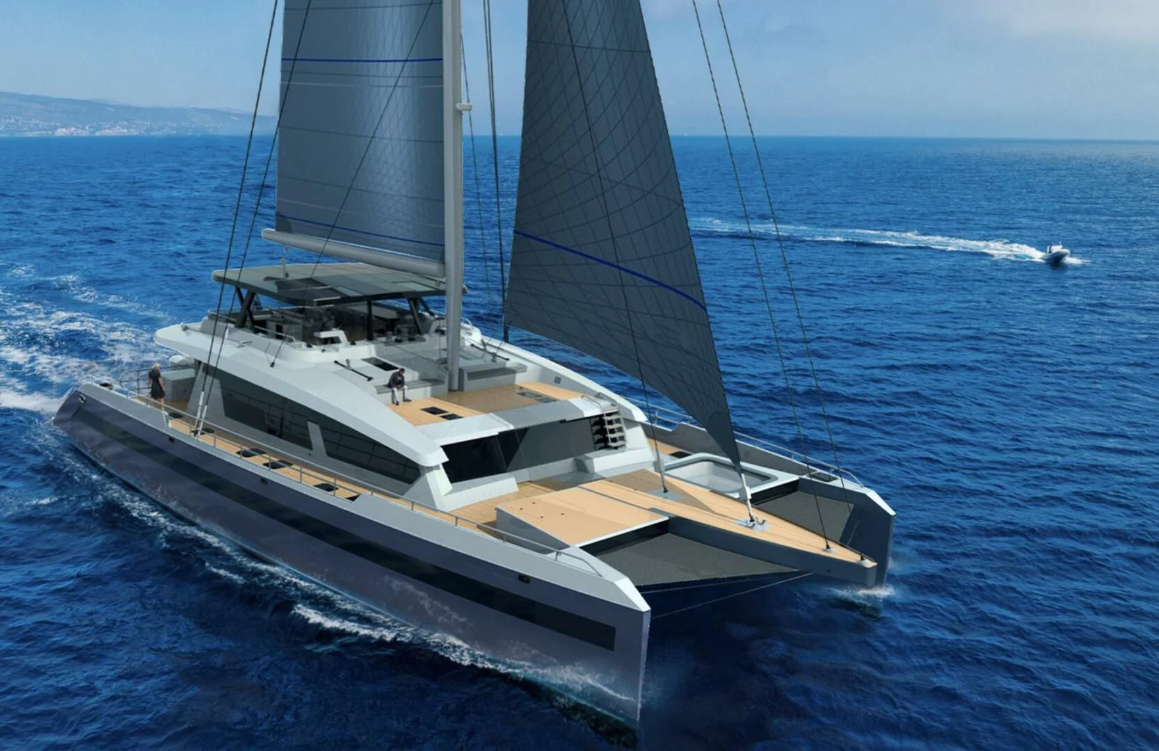 a boat on the water aboard CUSTOM 107 CATAMARAN Yacht for Sale