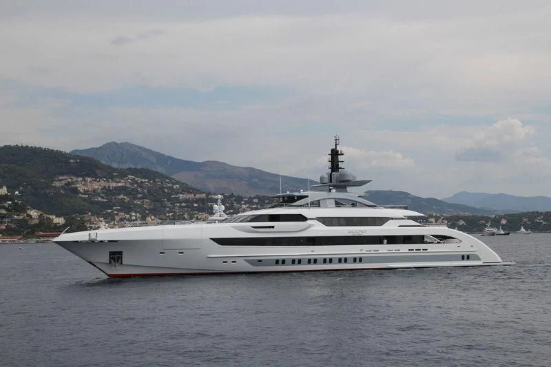 a white yacht in the water aboard GAJA Yacht for Sale