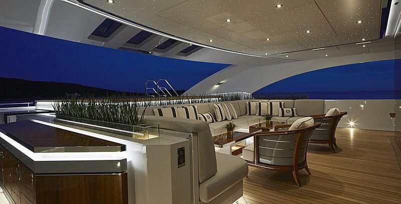 a room with a large glass wall aboard GAJA Yacht for Sale
