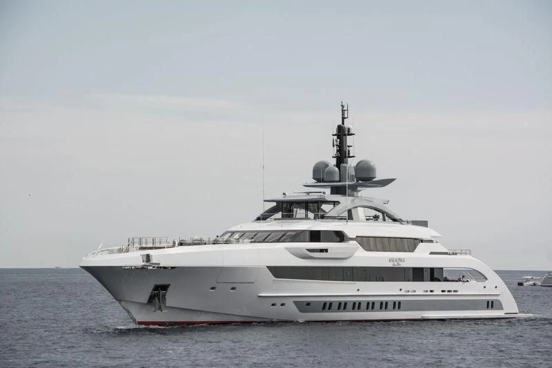 a white yacht in the water aboard GAJA Yacht for Sale