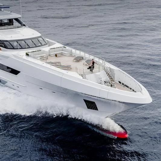 a white boat in the water aboard GAJA Yacht for Sale