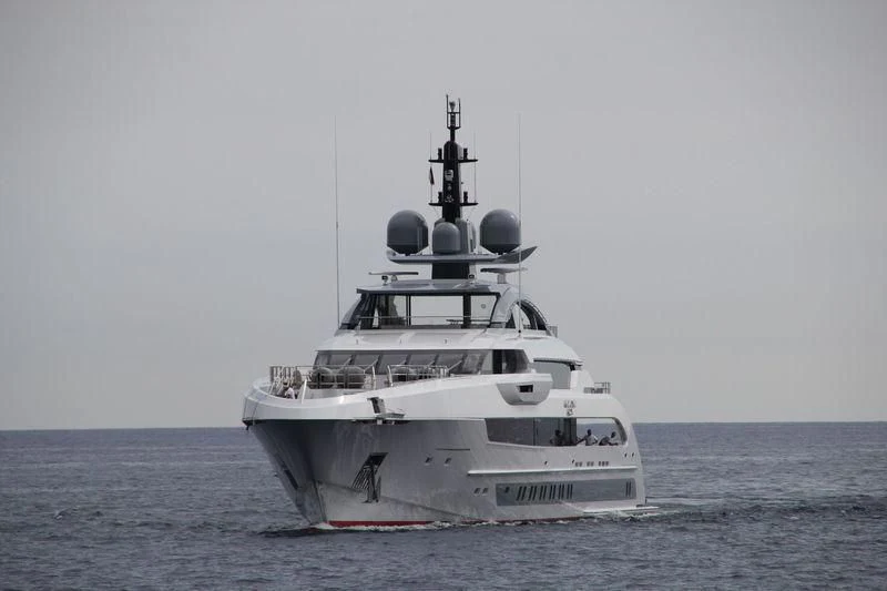 a large white boat in the water aboard GAJA Yacht for Sale