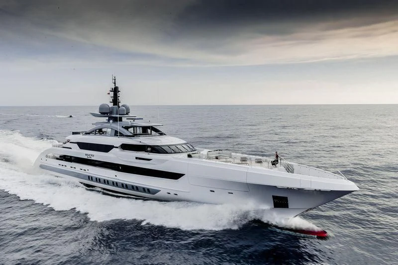 a white yacht in the water aboard GAJA Yacht for Sale