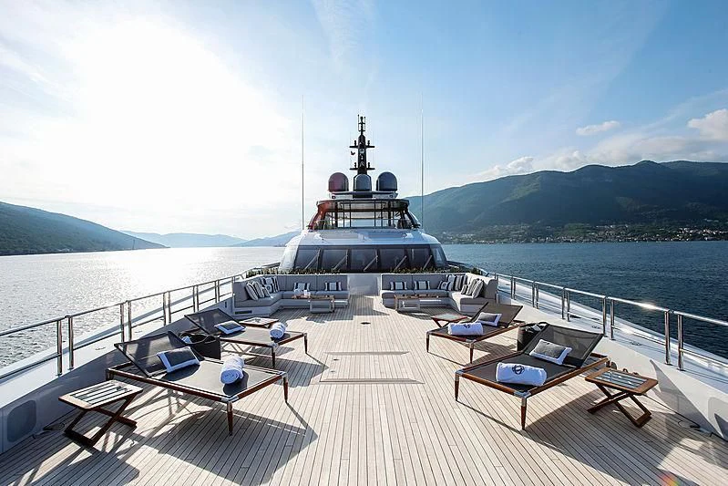 a boat on a deck aboard GAJA Yacht for Sale