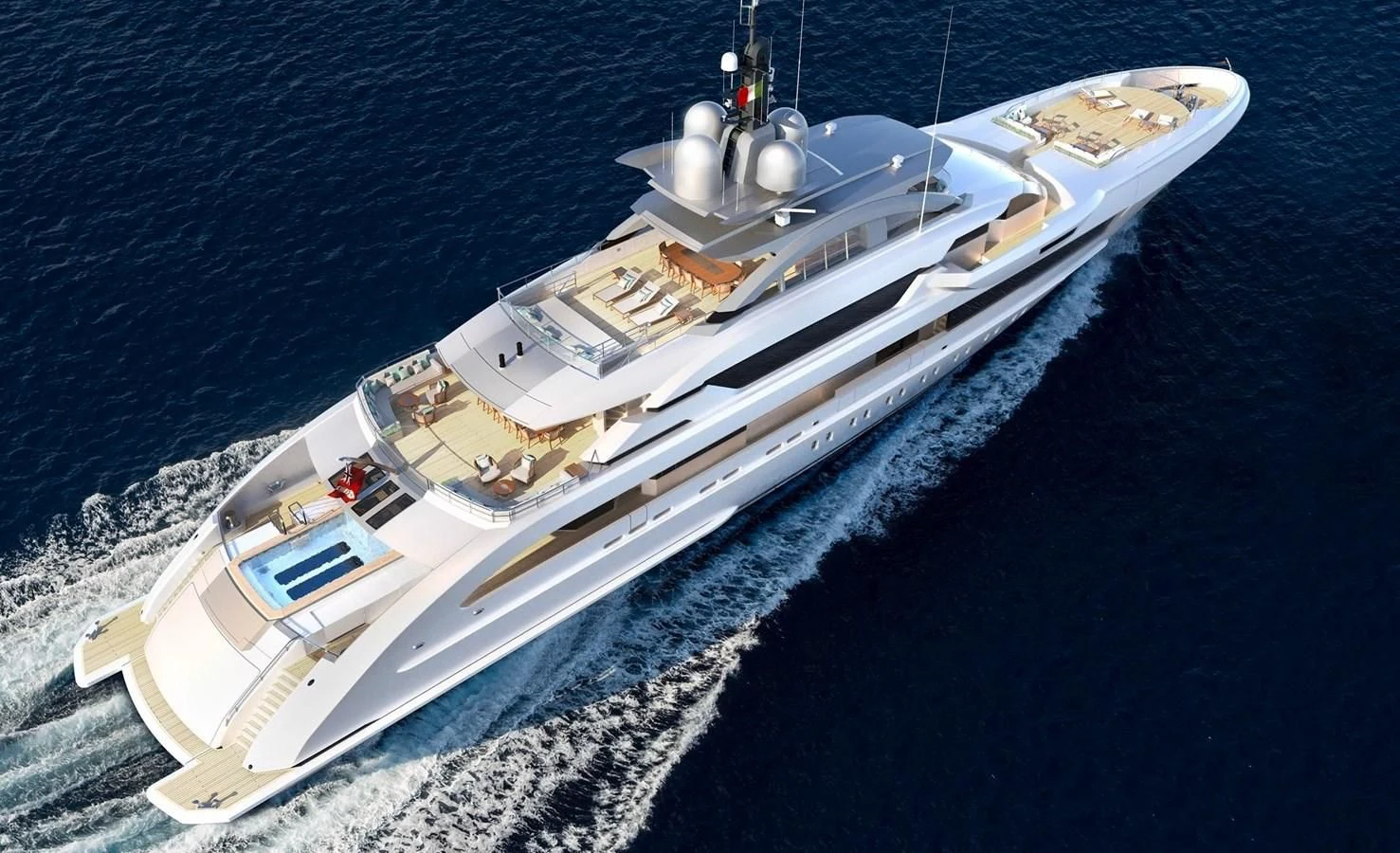 a high angle view of a ship aboard GAJA Yacht for Sale
