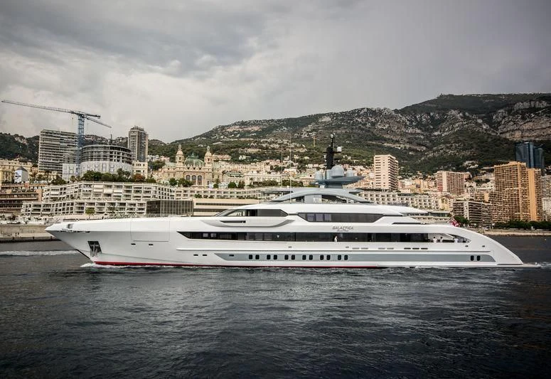 a large white yacht in the water aboard GAJA Yacht for Sale