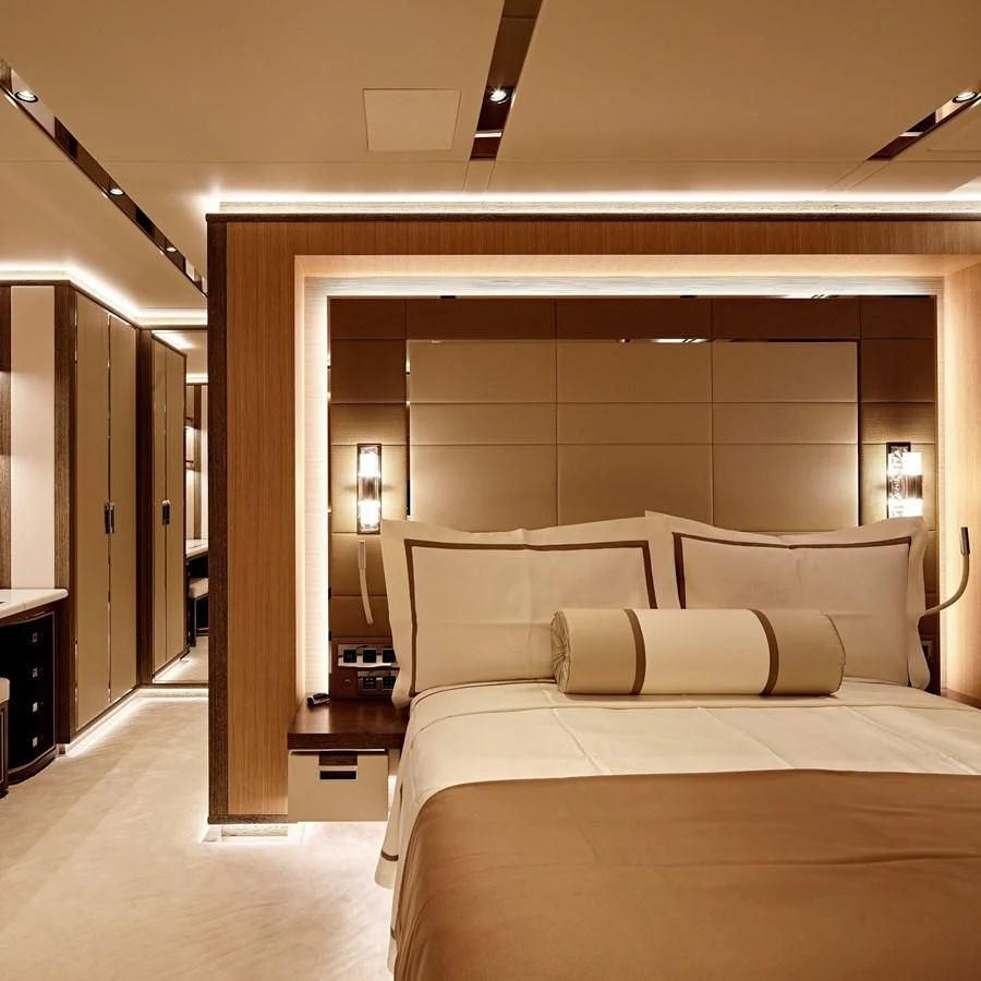 a bed in a room aboard GAJA Yacht for Sale