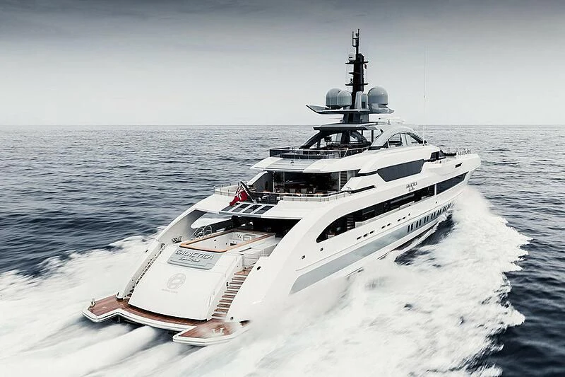 a white yacht on the water aboard GAJA Yacht for Sale