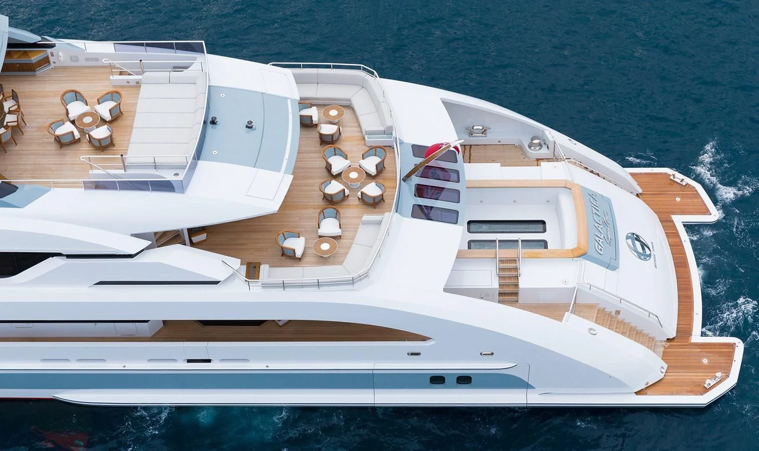 a large white yacht aboard GAJA Yacht for Sale