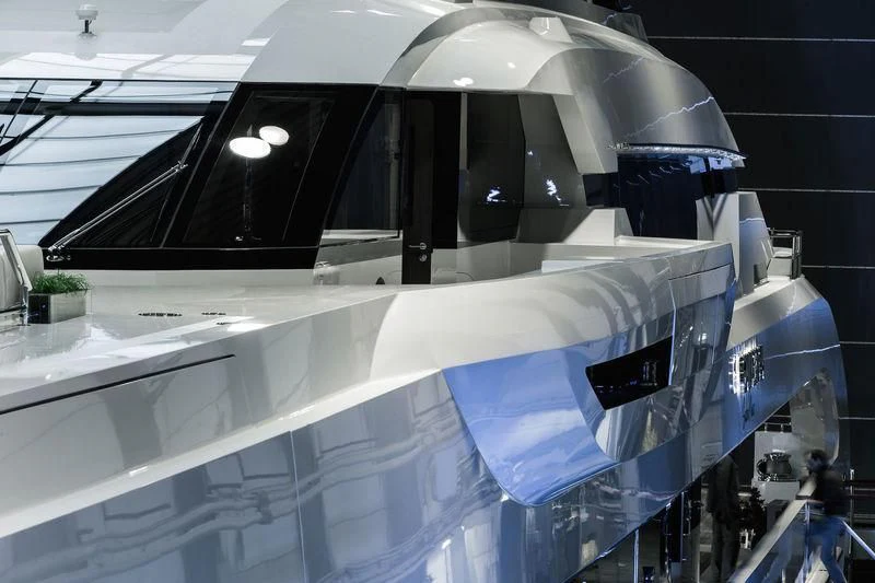 a large machine with a large blue object on the side aboard GAJA Yacht for Sale