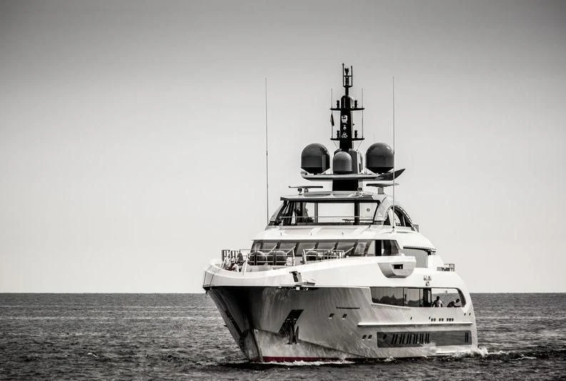 a large white ship in the water aboard GAJA Yacht for Sale