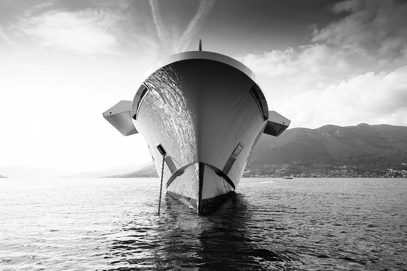 a large white ship in the water aboard GAJA Yacht for Sale