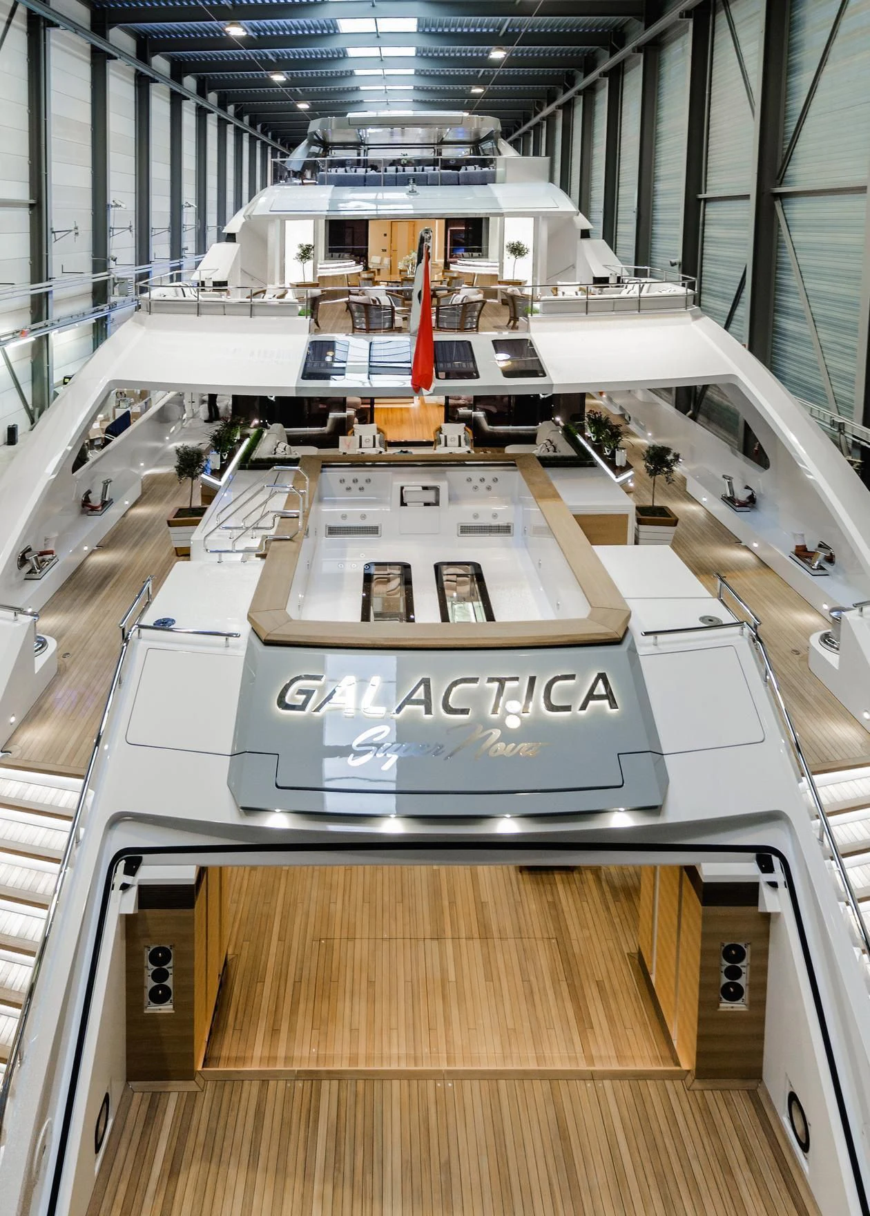 a large machine inside a building aboard GAJA Yacht for Sale