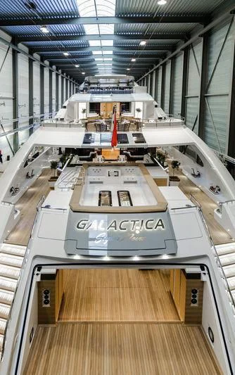 a large machine inside a building aboard GAJA Yacht for Sale