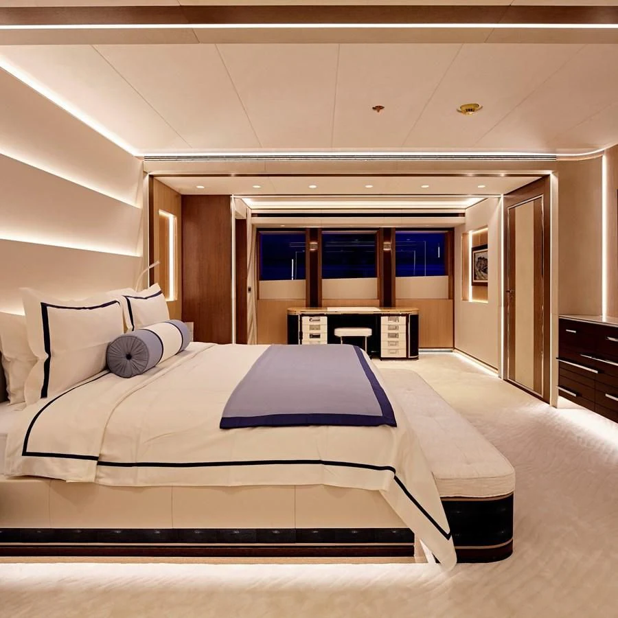 a bed in a room aboard GAJA Yacht for Sale