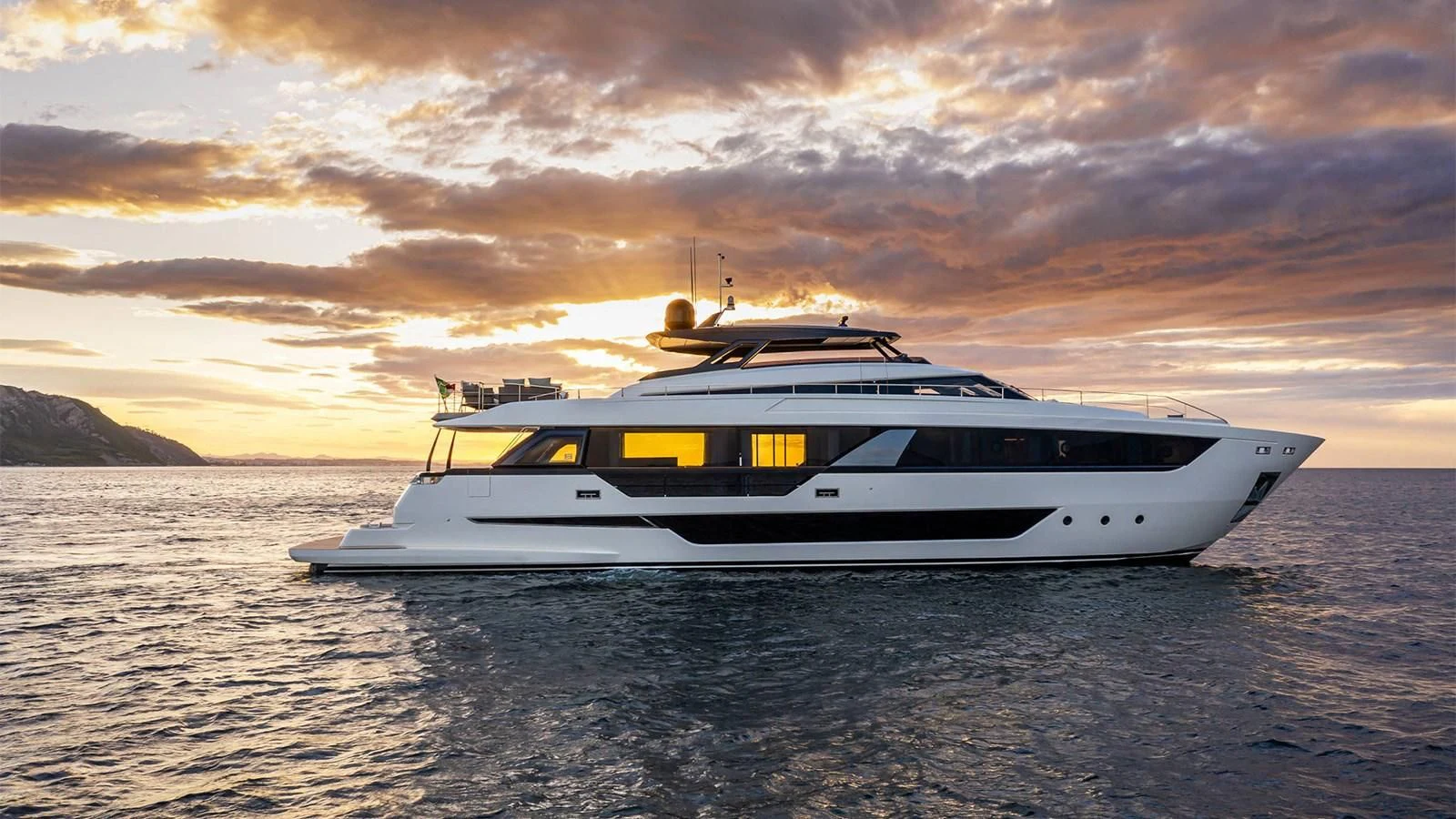 a white yacht in the water aboard FERRETTI 1000 Yacht for Sale