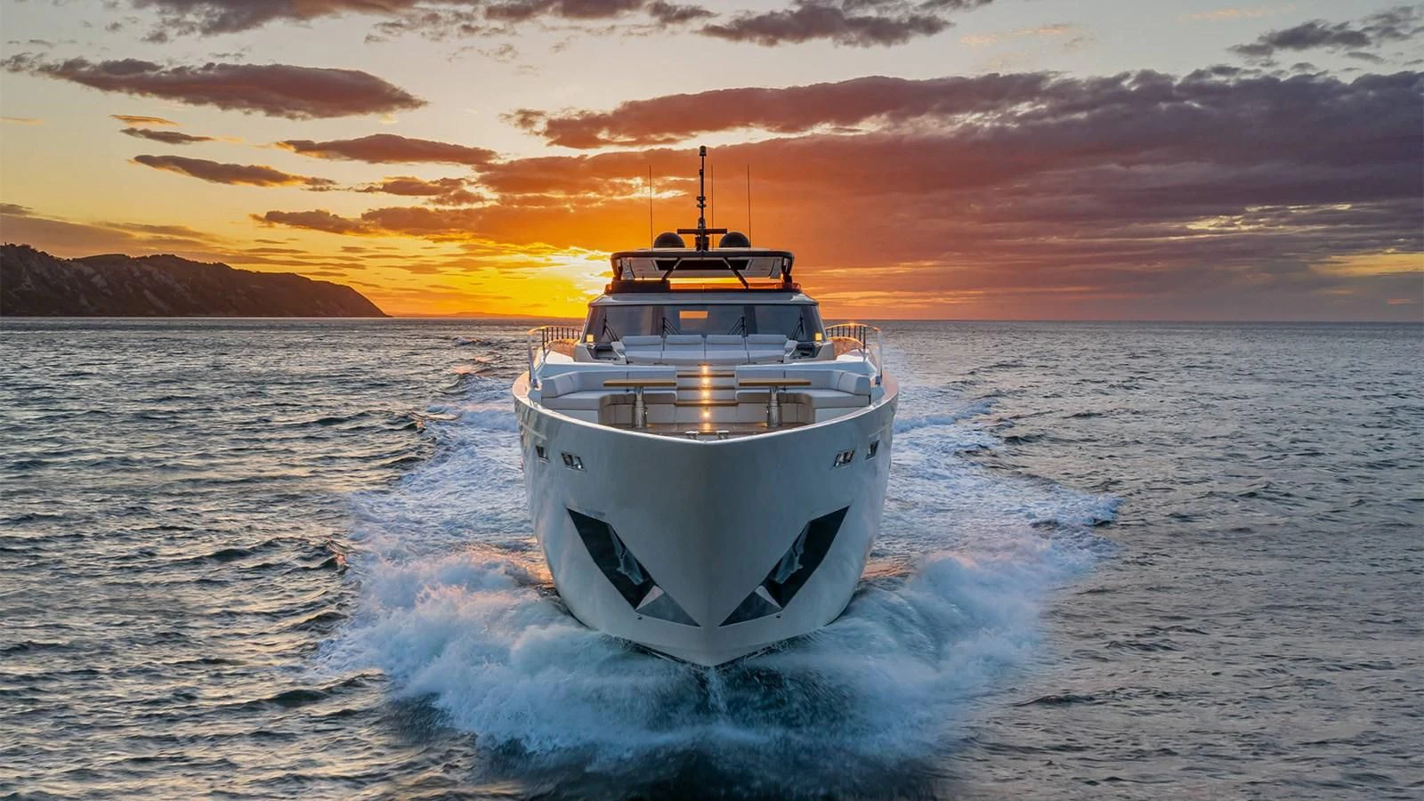 a boat on the water aboard FERRETTI 1000 Yacht for Sale