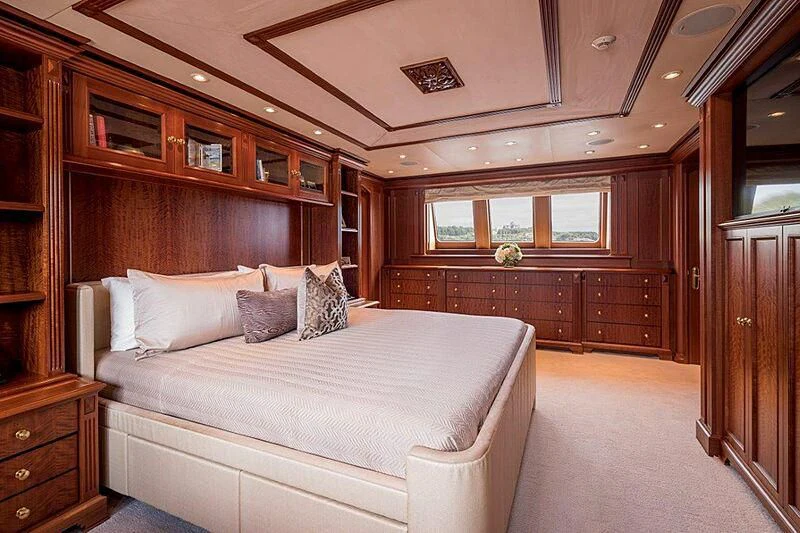 a bed in a room aboard MAMAMIA Yacht for Sale