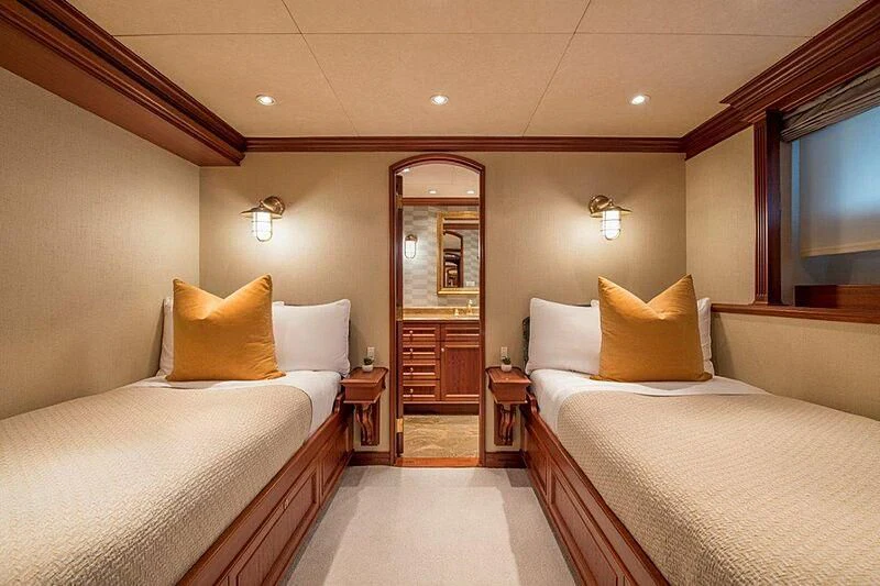 a room with two beds aboard MAMAMIA Yacht for Sale