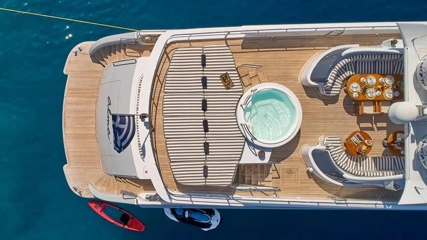 a satellite in space aboard ALMA Yacht for Sale