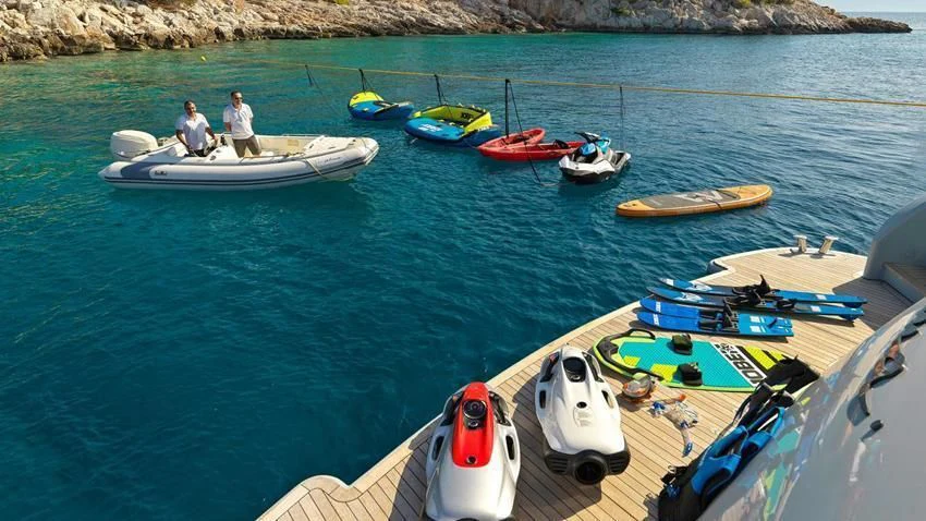 boats in the water aboard ALMA Yacht for Sale