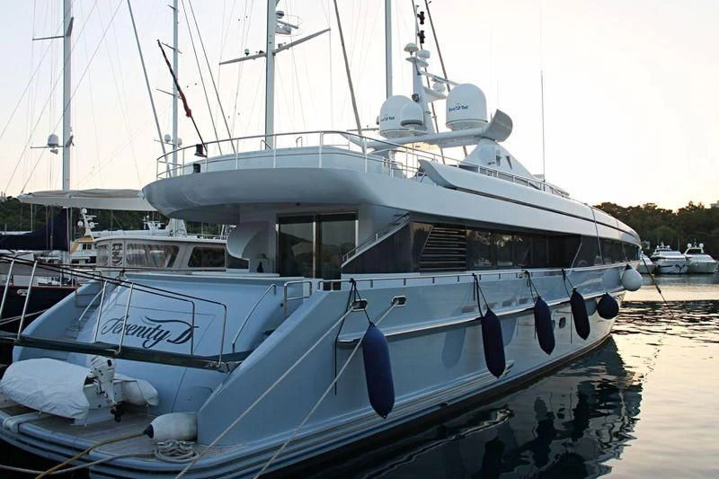a boat docked on the water aboard ALMA Yacht for Sale