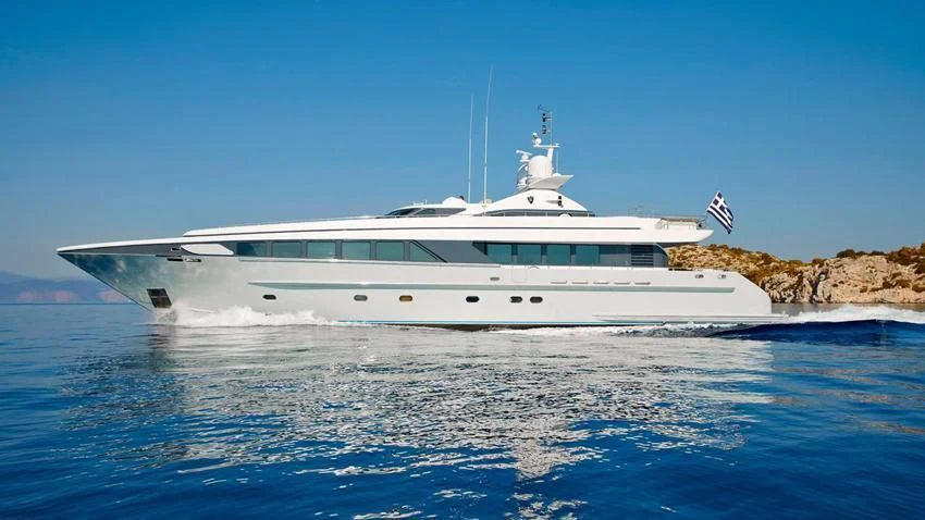 a large white yacht aboard ALMA Yacht for Sale