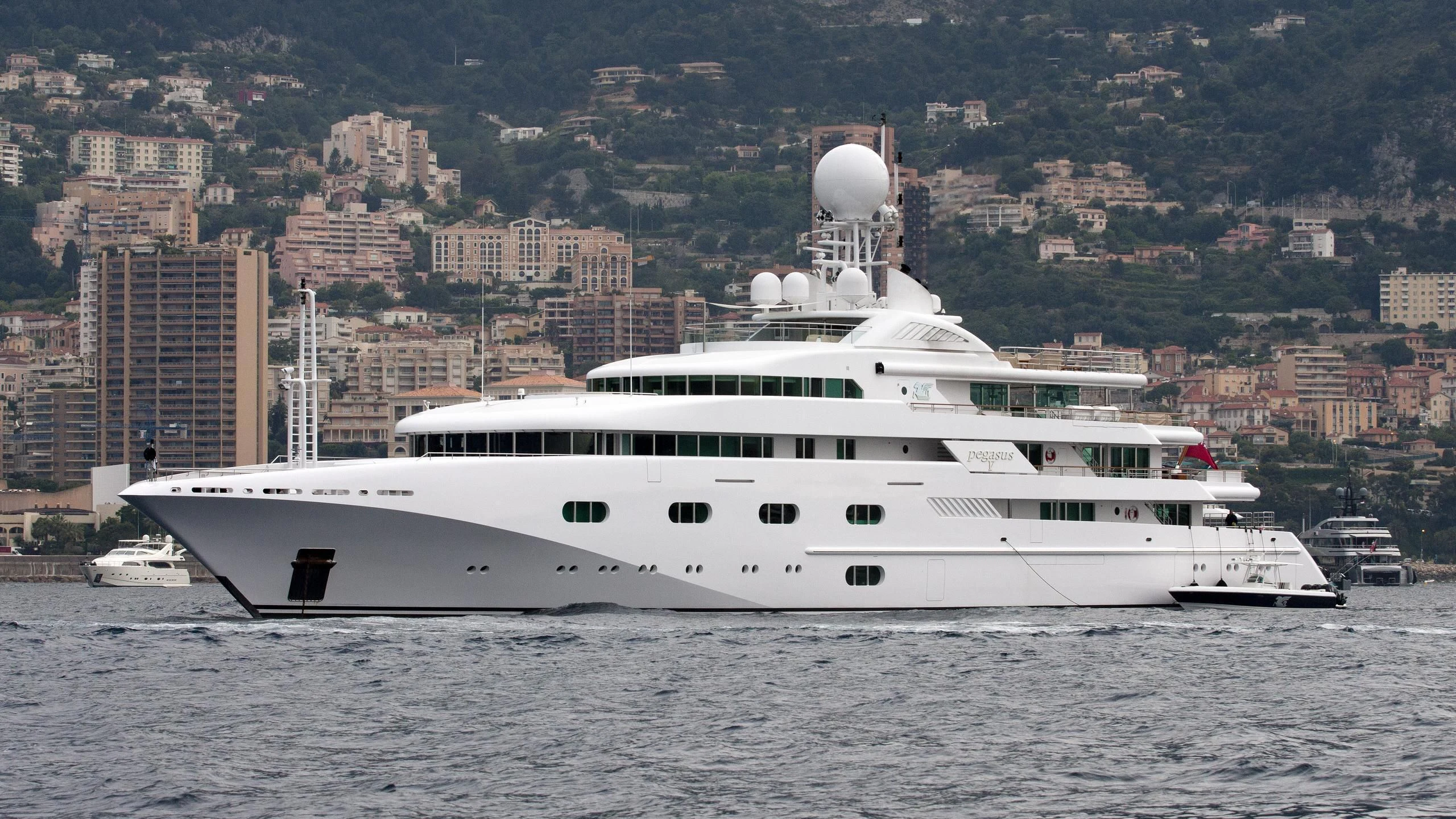 a large white boat in the water aboard PEGASUS VIII Yacht for Sale