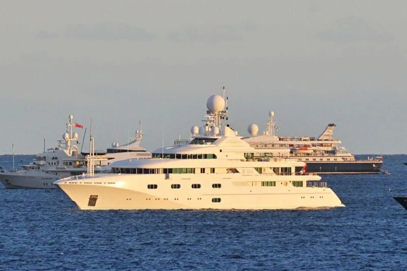 a large white ship in the water aboard PEGASUS VIII Yacht for Sale