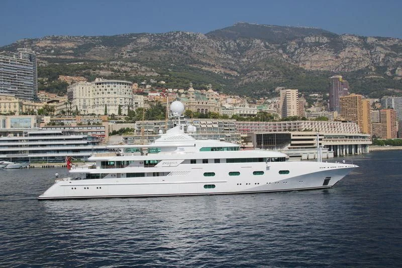a white yacht in the water aboard PEGASUS VIII Yacht for Sale