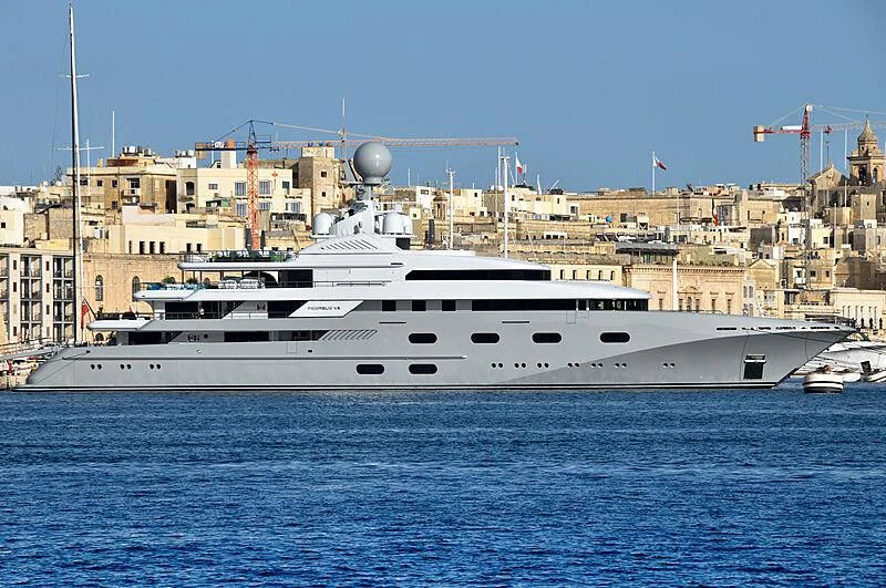 a large white boat in the water aboard PEGASUS VIII Yacht for Sale
