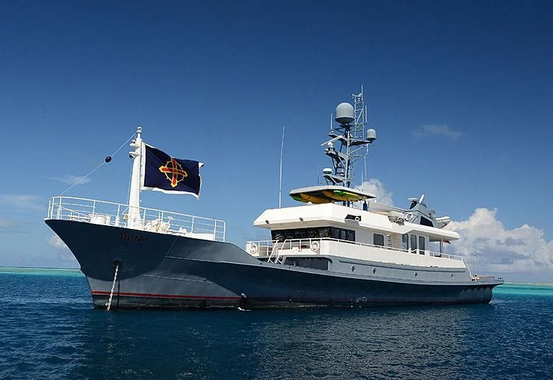 a large boat in the water aboard DR. NO Yacht for Sale