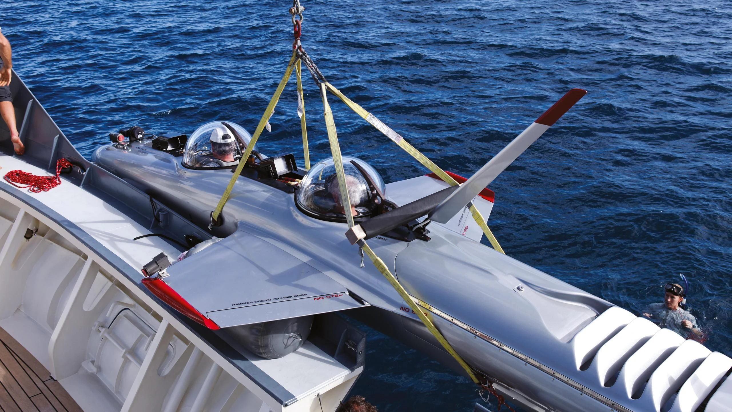 a boat with a propeller on the water aboard DR. NO Yacht for Sale