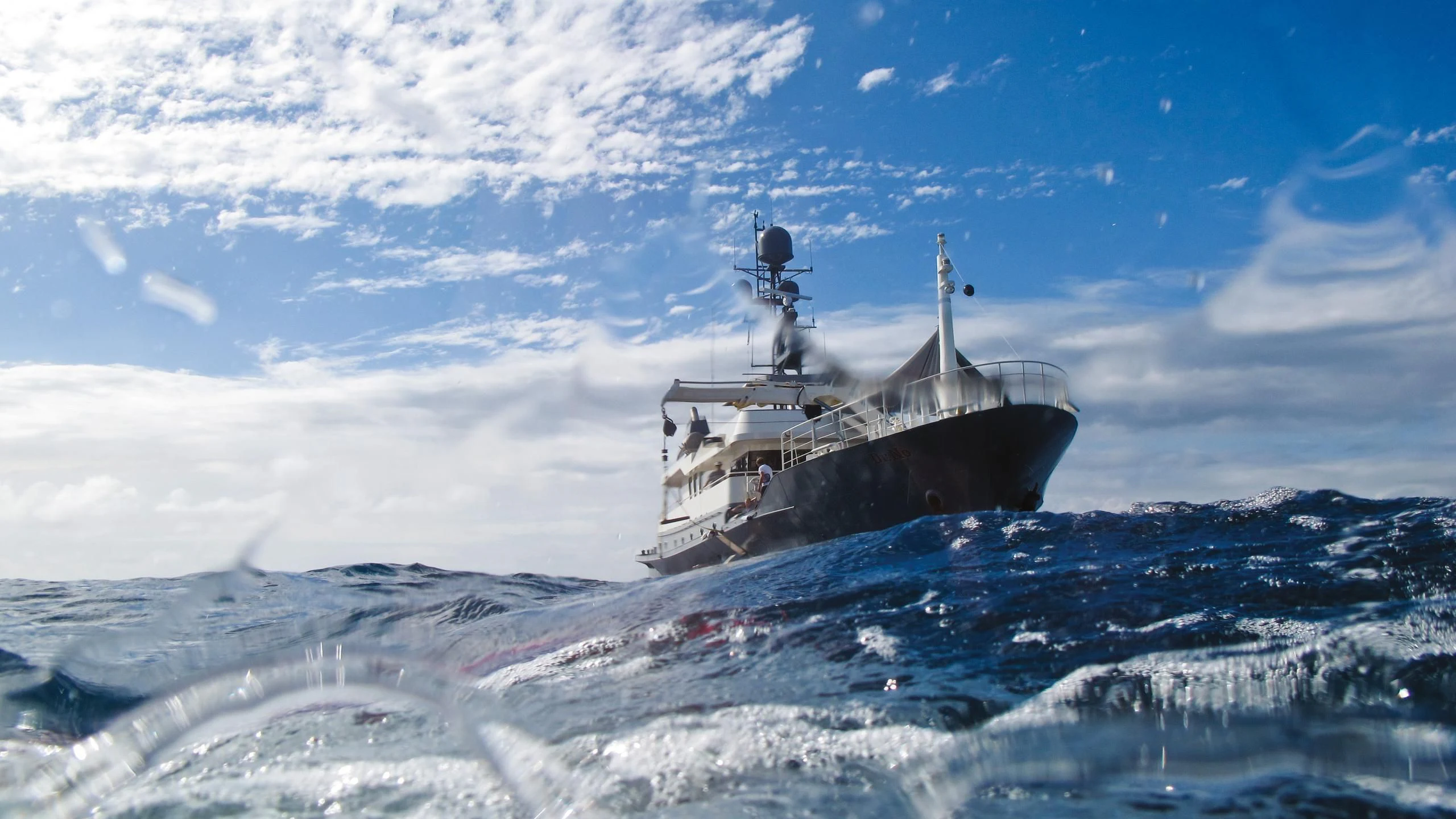 a ship in the snow aboard DR. NO Yacht for Sale