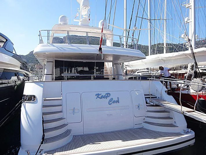 a boat docked at a pier aboard KEEP COOL Yacht for Sale