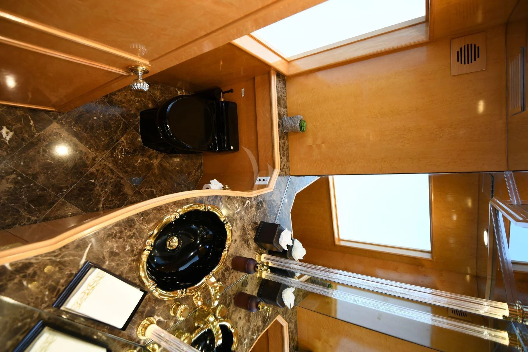 a kitchen with a black pan on the stove aboard LONE STAR Yacht for Sale