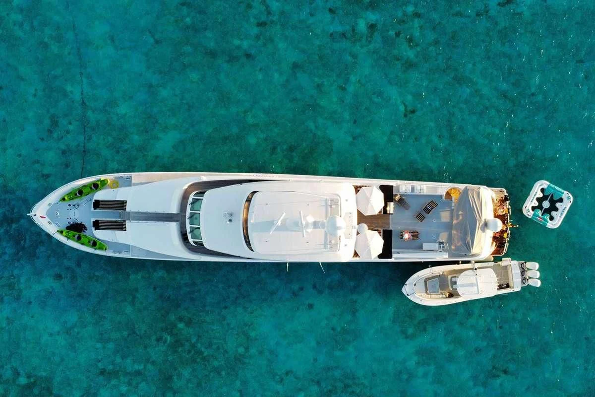 a white and silver ship aboard LONE STAR Yacht for Sale